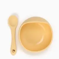 Тарелка детская на присоске и ложка, молочный, Mum&Baby