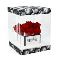 Коробка для цветов с вазой и PVC окнами складная &laquo;Чёрно-белая эстетика&raquo;, 23 х 30 х 23 см