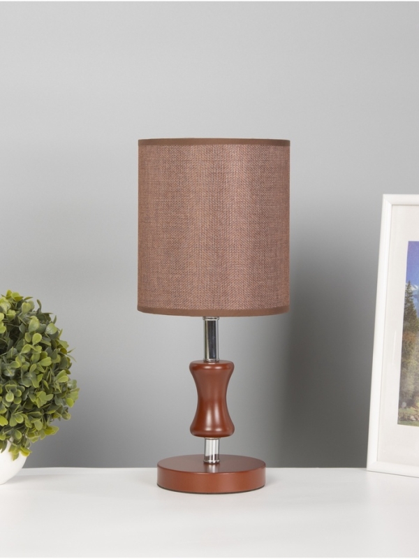 Лампа настольная BayerLux ЭКО "Кло" 1х40Вт Е27 кофе/хром 16х16х38см