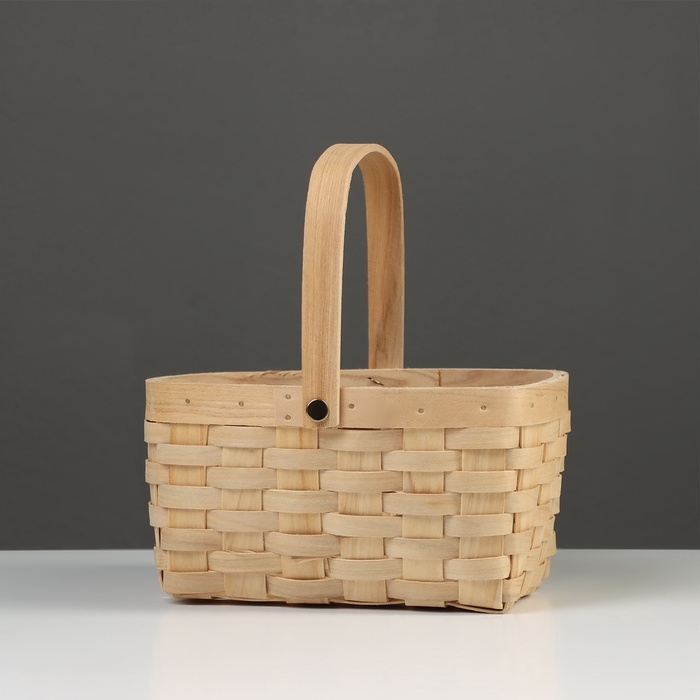 Корзина плетёная, 20&times;16&times;10 см, ручка h=11 см, ива, натуральный цвет