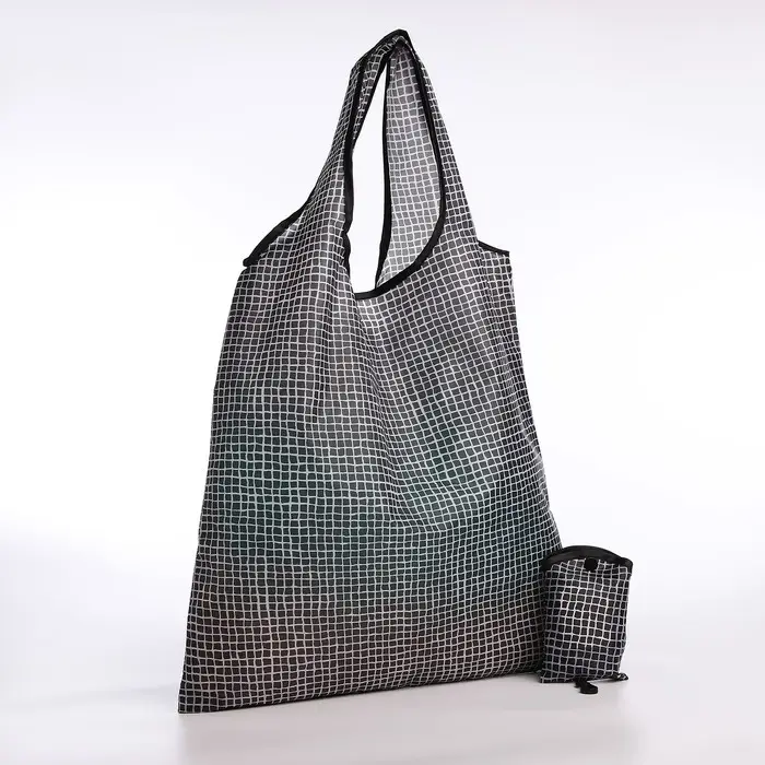 Сумка хозяйственная без застёжки, складная, цвет чёрный