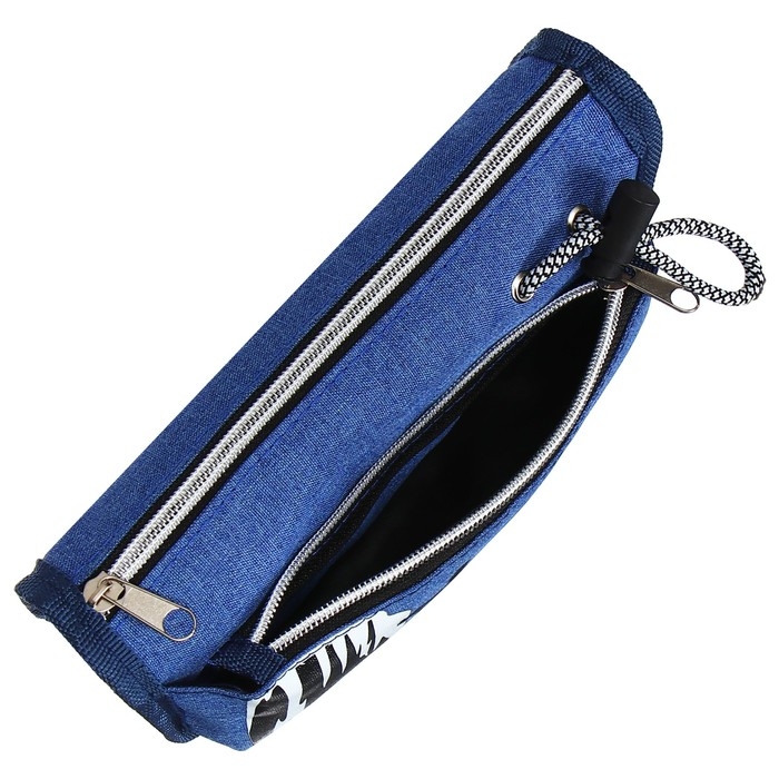 Пенал школьный на молнии Calligrata "Спорт", 2 отделения, синий