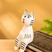 Сувенир дерево "Тигренок сидячий" цв. чёрно-белый, 6х6х15 см