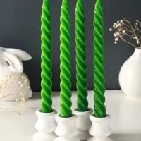 Набор свечей витых, 2,3х 24,5 см, 5 ч, 50 г, 4 штуки, тёмно-зелёный