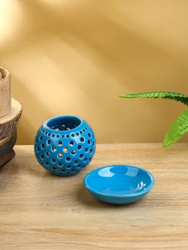 Аромалампа &laquo;Шар&raquo;, 9.5&times;9.5&times;9 см, керамика, голубая