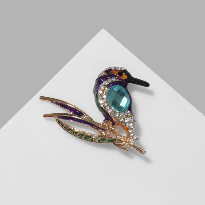 Брошь &laquo;Птица&raquo; Лори, цветная в золоте
