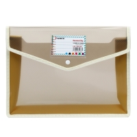 Папка-конверт на кнопке А4, 500 мкр, с расширением, горизонтальная, карман для визиток, МИКС