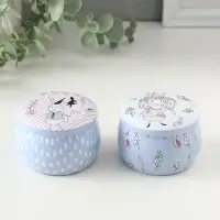 Шкатулка металл круглая "Нарисованные кролики" 7х7х5 см