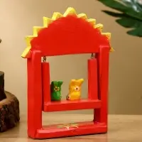 Сувенир "Зайки на качелях" дерево 10х3,5х15 см, цв. красный