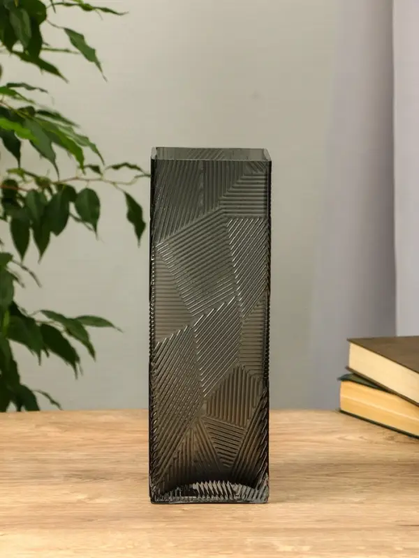 Ваза стекло настольная "Джойс" 30х10 см, серый