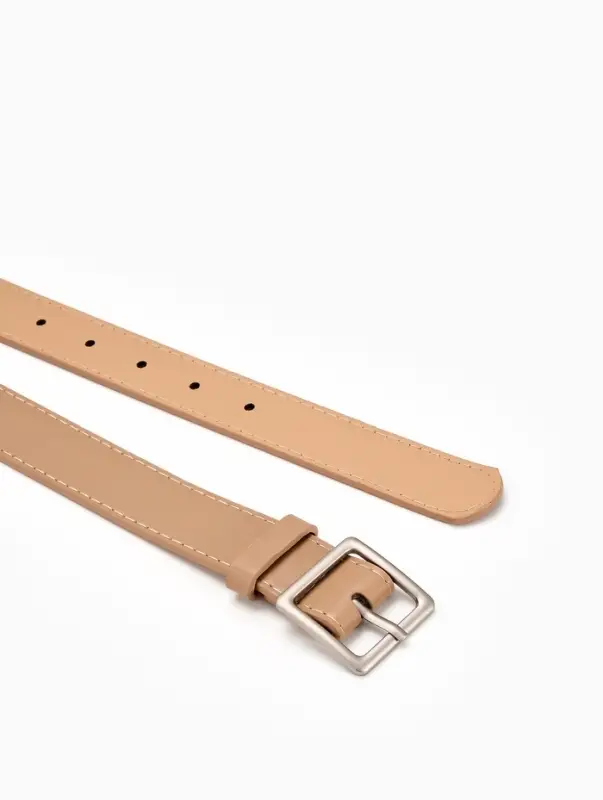 Ремень жен 05-01-02-01, Июнь2508, 3*0,3*110 см, без винта, пряж мат металл, 1 прокол, беж