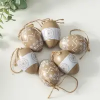 Декор пасхальный "Крашенные яички с белыми узорами" набор 6 шт 4х4х6 см