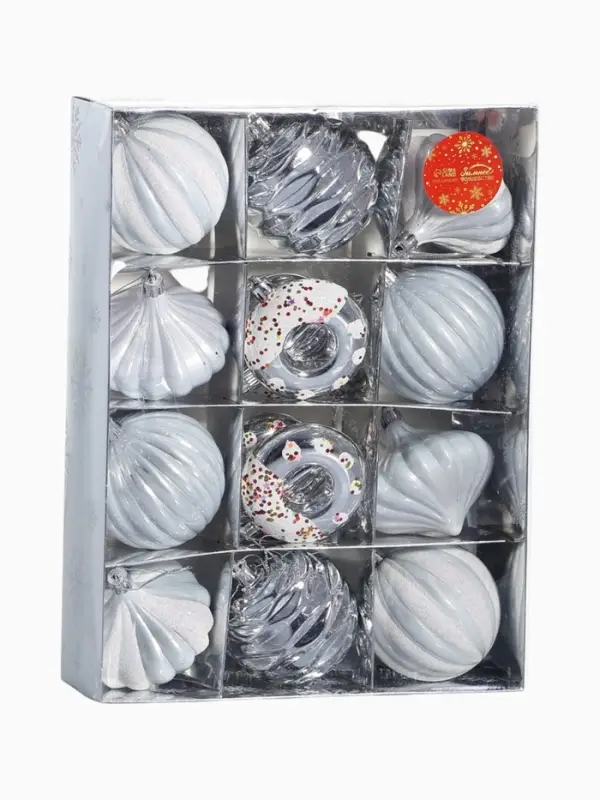 Набор украшений пластик 16 шт "Ярмарка волшебства" 8 см, белый