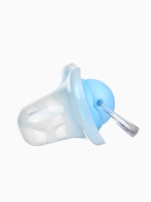 Соска-пустышка ортодонтическая, силикон, от 6 мес., с колпачком, цвет голубой микс