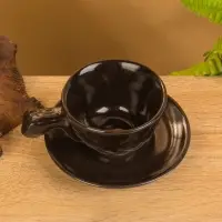 Чашка с блюдцем &laquo;Черепашка&raquo;, 13&times;13&times;7 см, керамика, тёмно-коричневая