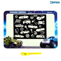 Набор для рисования светом &laquo;Машинки&raquo; + доска напиши и сотри, ручка с фонариком, маркер