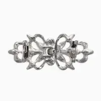 Зажим для кардигана "Ажур", цветы, цвет синий в серебре