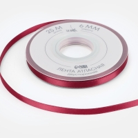 Лента атласная двухсторонняя №0789 6мм*25&plusmn;1м бордовый TR