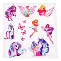Татуировки детские &laquo;Единорожка и принцесса&raquo;, 9 шт