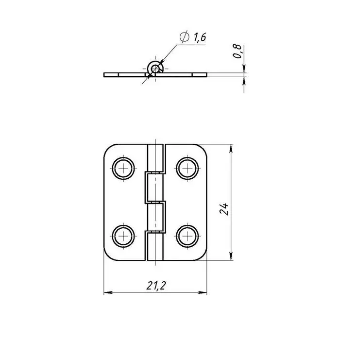 Петля карточная, ПК 22х24 мм, покрытие цинк , 300 шт