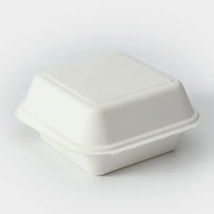 Ланч - бокс, коробка для бенто-торта и бургера, 15,2&times;15,2&times;8 см, сахарный тростник, 50 шт/уп