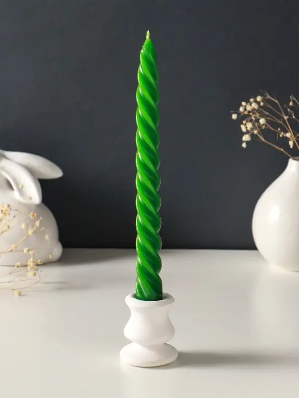 Набор свечей витых, 2,3х 24,5 см, 5 ч, 50 г, 2 штуки, тёмно-зелёный