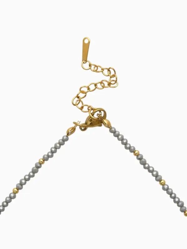 Чокер из бисера &laquo;Хрусталь&raquo;, серый в золоте, 37 см + 5 см доп, цепочка