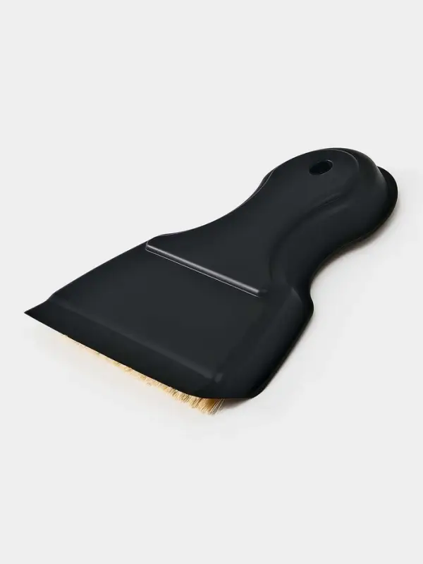 Щетка с совком "Meli", бамбуковая ручка, цвет черный 18х14 см