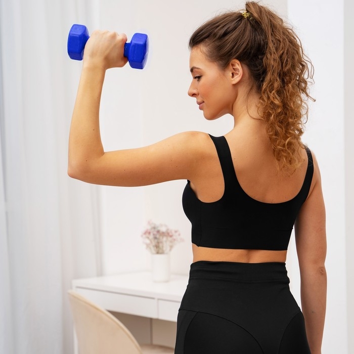 Гантель виниловая ONLYTOP, 2,5 кг, цвет синий