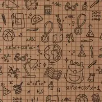 Бумага упаковочная крафт &laquo;Школьная пора&raquo;, коричневый/черный на коричневом фоне 0.7&times;10&plusmn;5%м