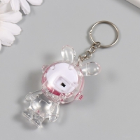 Фонарик свет на кольце"Зайчик-космонавт" розовый, мигает LR41х3 шт 2х4х7 см