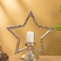 Подсвечник со стеклом "Звезда" алюминий  28х10,5х29,5 см