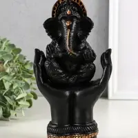Фигура гипс "Ганеш в руках", высота 22 см, черный