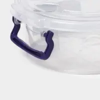 Контейнер пищевой, 300 мл, d=12 см, h=5 см, круглый, прозрачный, голубой