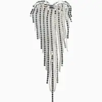 Брошь "Сердце" водопад сраз, цвет белый в серебре