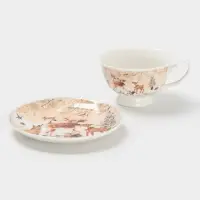 Чайная пара новогодняя &laquo;Лесное чудо&raquo;, 2 предмета: чашка 180 мл, блюдце d=15 см, керамика, подарочная упаковка, бежевая