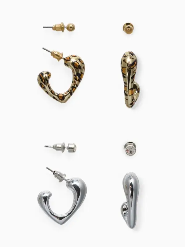 Набор серьги 4 пары &laquo;Сердце&raquo; бусины, цветной