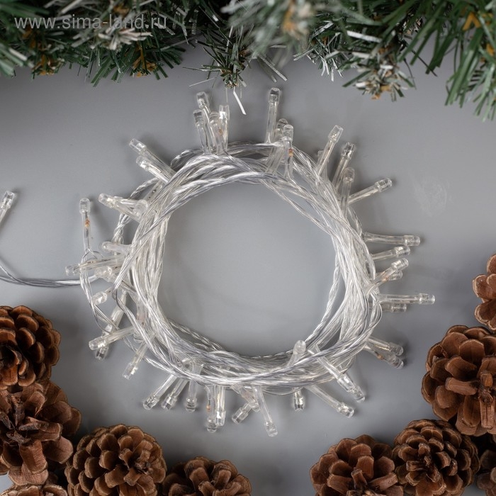 Гирлянда &laquo;Нить&raquo; 5 м, IP20, прозрачная нить, 50 LED, свечение жёлтое, 8 режимов, 220 В