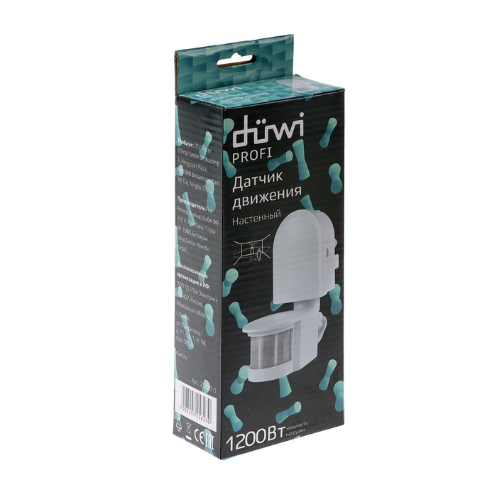 Датчик движения d&uuml;wi DD-01, 180&deg;, 1200 Вт, 5-12 м, IP44, настенный, белый