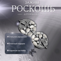 Зажим для кардигана &laquo;Роскошь&raquo;, цвет бело-серый в чернёном серебре