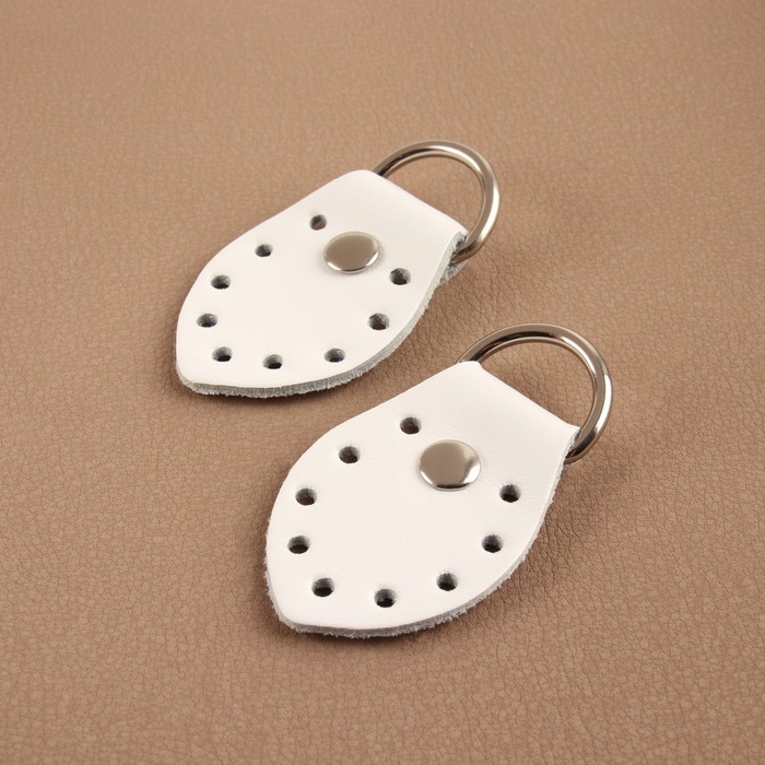 Петля пришивная для сумки, с полукольцом, пара, 6 &times; 3,5 см, цвет белый/никель