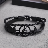 Браслет кожа &laquo;Коса двойная&raquo; нота, цвет чёрный в чёрном металле, L=21 см