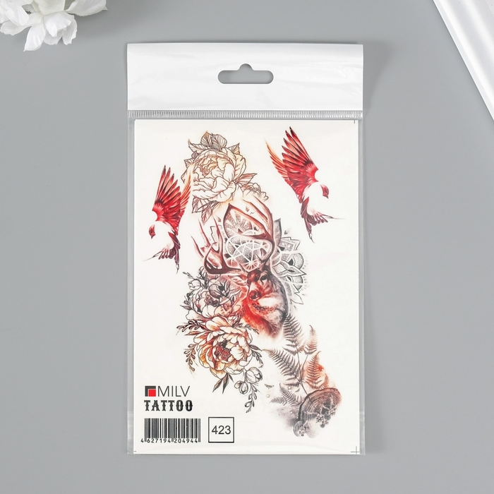 Татуировка на тело "Олень" 10х15 см