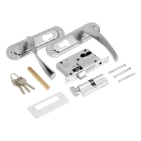 Замок врезной LOCKLAND RD003, с ручкой, 3 ключа, цвет хром