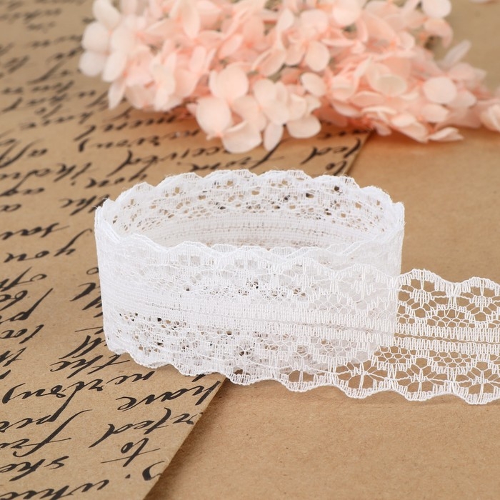 Кружево капроновое, 30 мм &times; 10 &plusmn; 1 м, цвет белый
