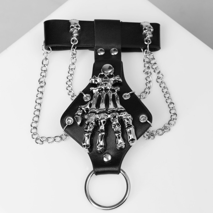 Браслет унисекс &laquo;Слейв&raquo; скелет, цвет чёрный с серебром, 21,5 см