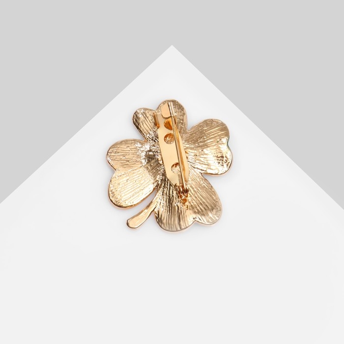 Брошь &laquo;Клевер&raquo;, цвет бело-зелёный в золоте