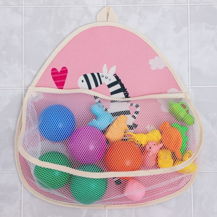 Сетка для хранения игрушек в ванной с петелькой &laquo;Зебра&raquo;