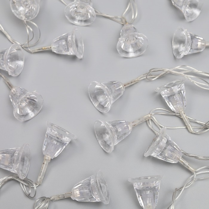 Гирлянда &laquo;Нить&raquo; 5 м с насадками &laquo;Колокольчики&raquo;, IP20, прозрачная нить, 20 LED, свечение мульти (RG/RB), мигание, 220 В