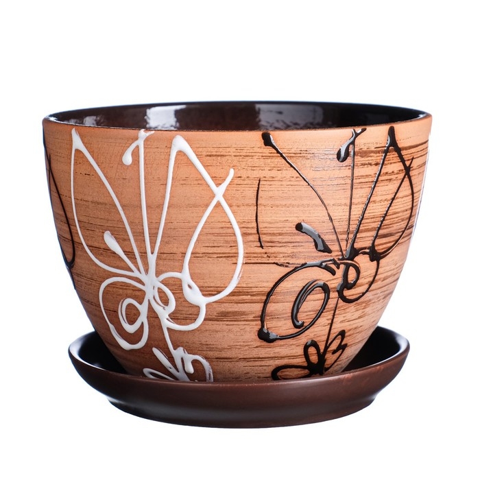 Горшок цветочный Витраж 1,65л с подставкой